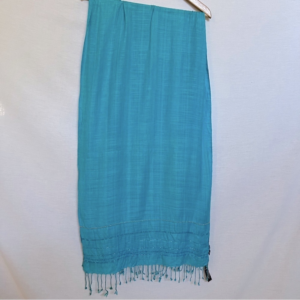 NWT Jones New York Teal Beaded Fringe Wrap